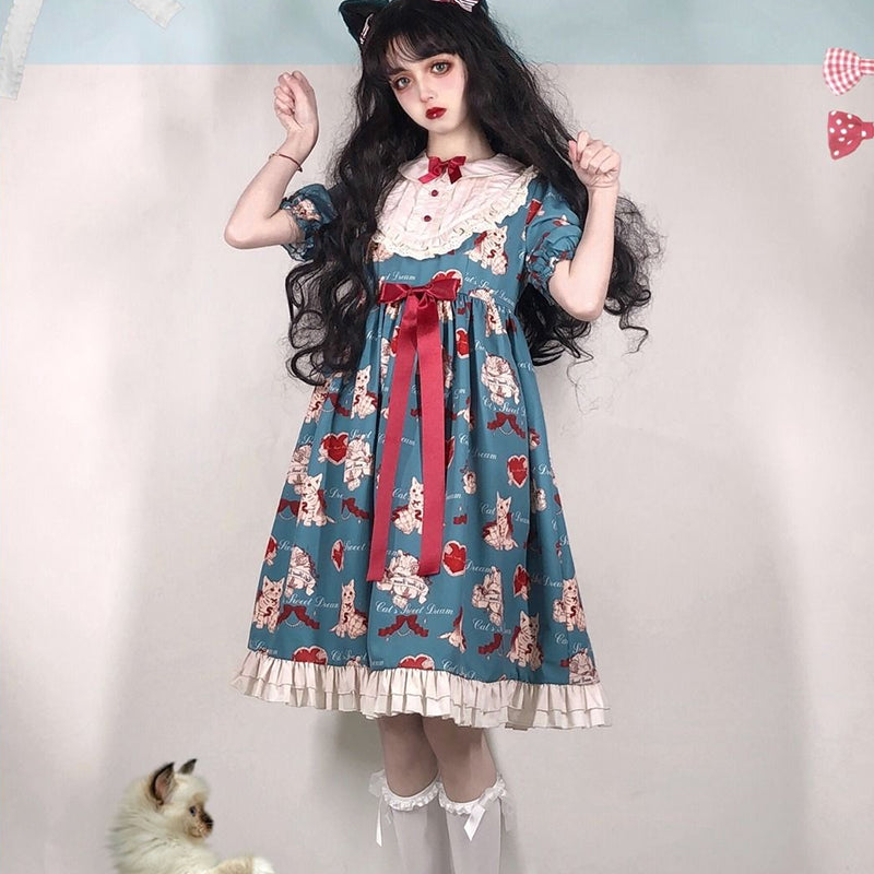 Sweet Dreams | Cat Lolita Dress - Cherry Bomb