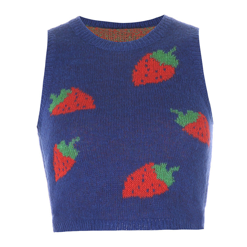 Sweet Strawberry Knit Sweater Vest