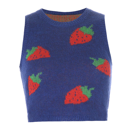 Sweet Strawberry Knit Sweater Vest