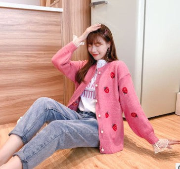 Strawberry Pink Cardigan - Cherry Bomb