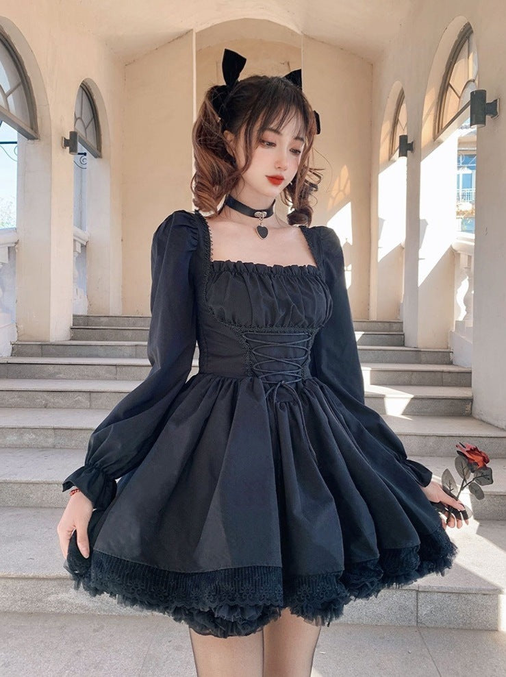 Delicate Lolita Lace Puff Sleeve Dress