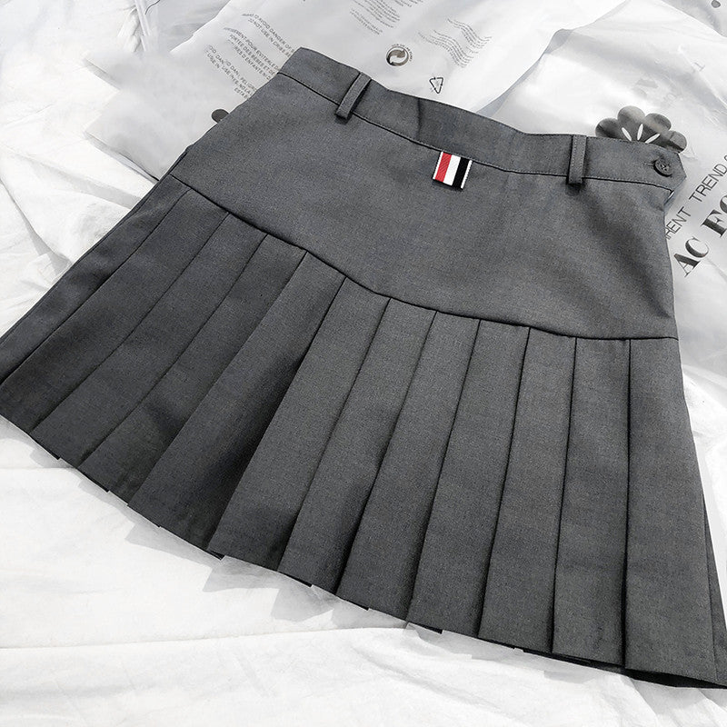 Preppy Style Pleated Skirt - Cherry Bomb