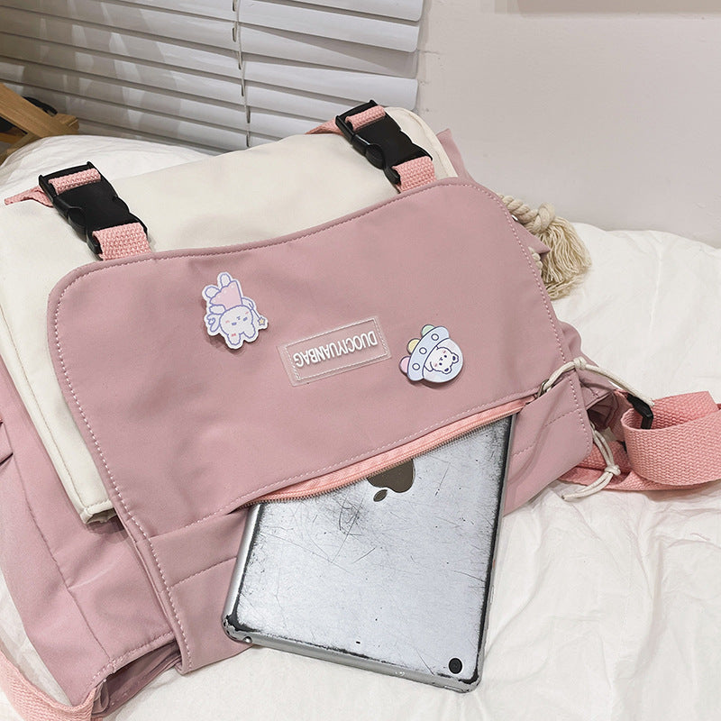 Sweet Kawaii Canvas Crossbody Messenger Bag - Cherry Bomb