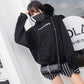Striped Turtleneck Hoodie - Cherry Bomb