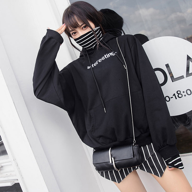 Striped Turtleneck Hoodie - Cherry Bomb