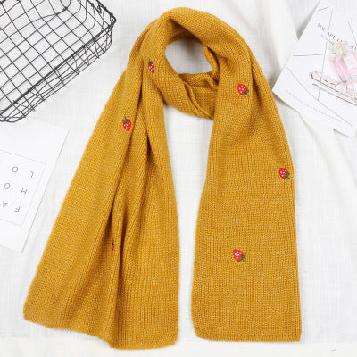 Strawberry Wool Scarf - Cherry Bomb