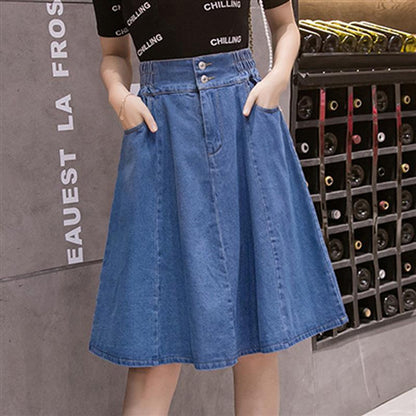 High Waist Flare Denim Skirt - Cherry Bomb