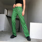 Toxic Plaid High Waist Pants - Cherry Bomb