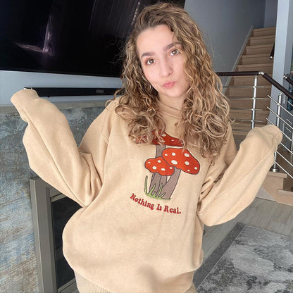 Mushroom Embroidery Women's Casual Sweater - Cherry Bomb