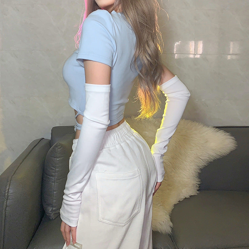 Angel Embroidered Top with Gloves Set