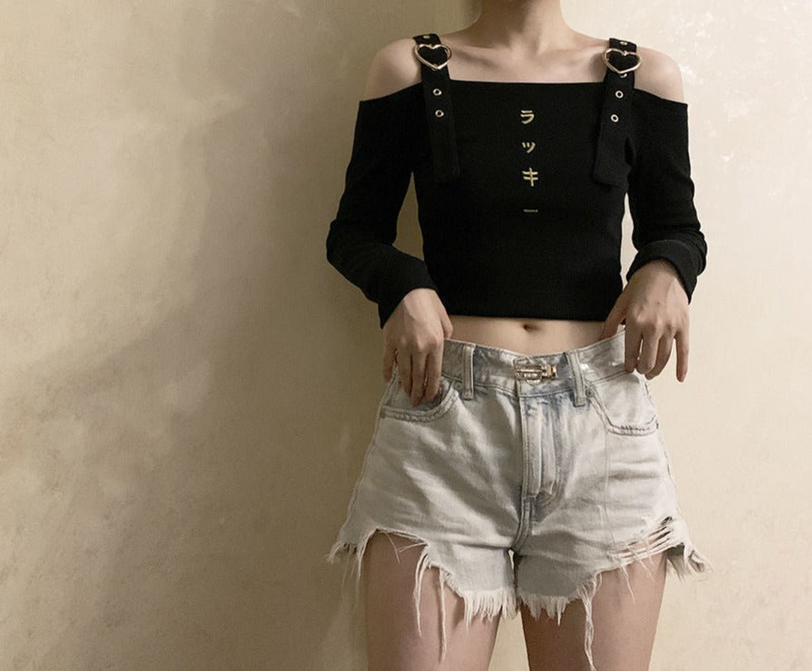 Love Strap Luck Japanese Embroidered Top