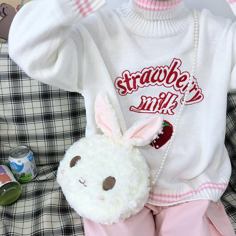 Strawberry Milk Turtleneck Sweater - Cherry Bomb