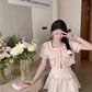 Candy Floss Top and Pleated Skirt Suit