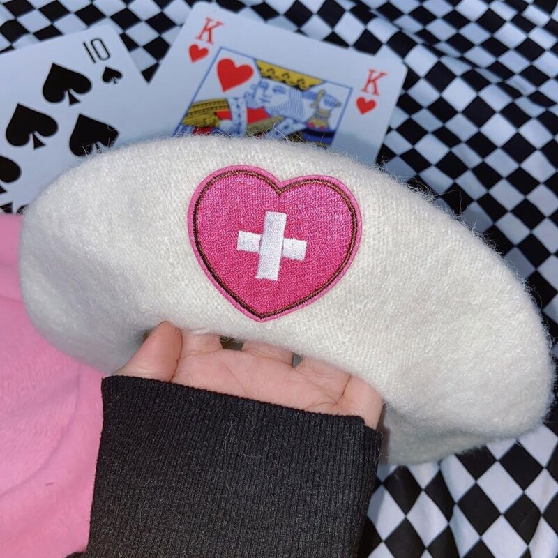 Love Cross Embroidery Beret