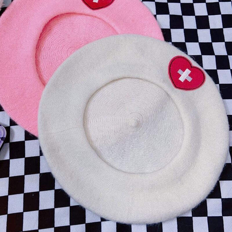 Love Cross Embroidery Beret