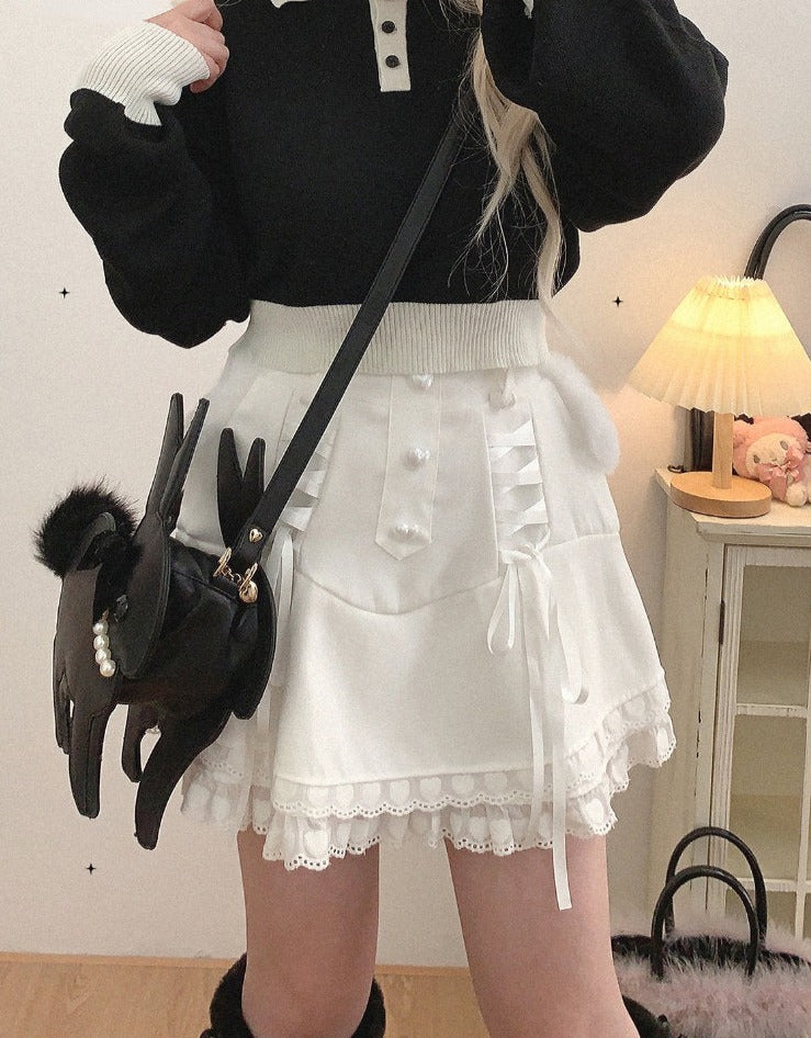 Love Bun Lace High Waist Skirt