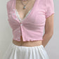 Sweet Lace Crop Button-up - Cherry Bomb