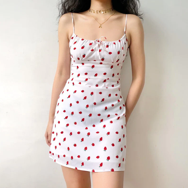Strawberry Print Dress - Cherry Bomb