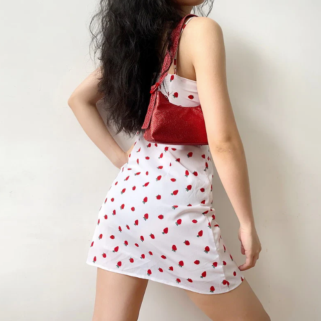 Strawberry Print Dress - Cherry Bomb