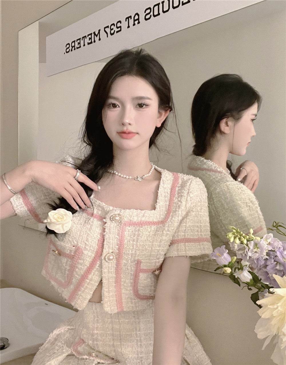 Candy Floss Top and Pleated Skirt Suit