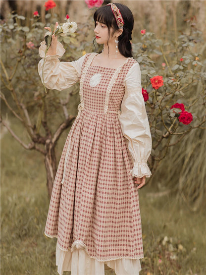 Chic Vintage Plaid Ruffles Dress