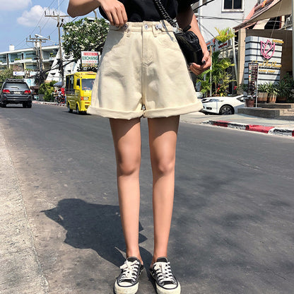 Vintage High-Waisted Denim Shorts - Cherry Bomb