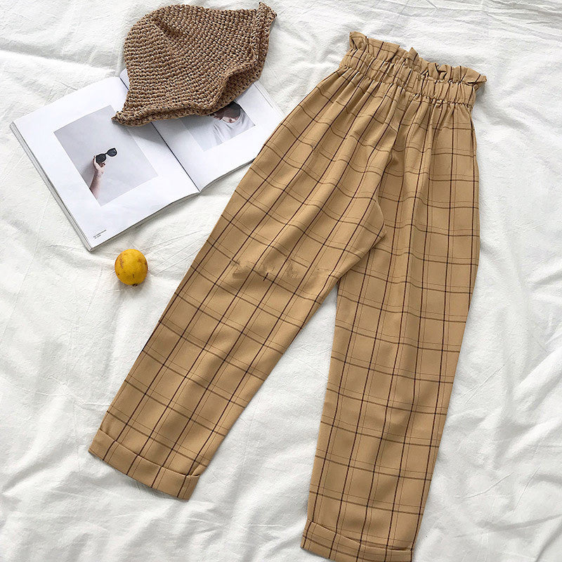 Academia Plaid Casual Pants - Cherry Bomb