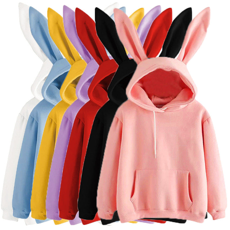 Hooded Rabbit Ears Sweatshirt - Cherry Bomb