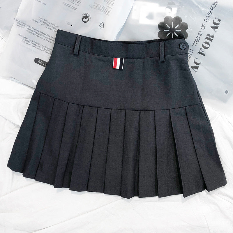 Preppy Style Pleated Skirt - Cherry Bomb