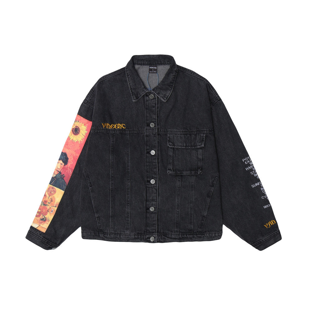 Van Gogh Inspired Denim Jacket - Cherry Bomb