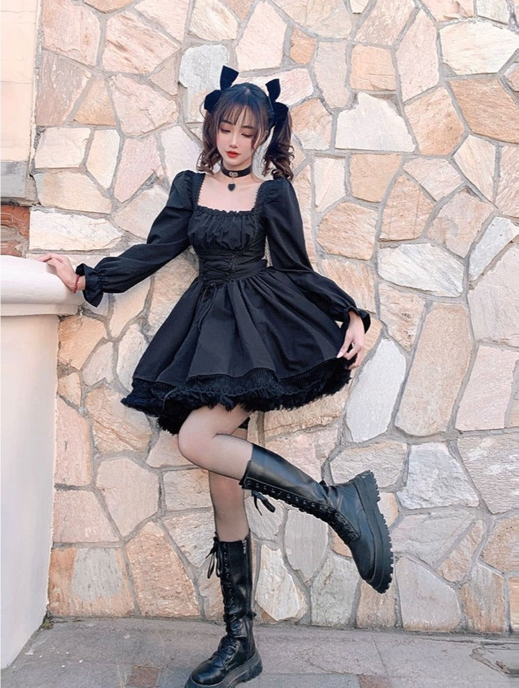 Delicate Lolita Lace Puff Sleeve Dress