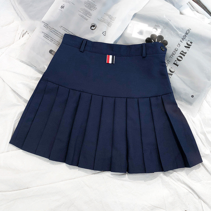 Preppy Style Pleated Skirt - Cherry Bomb