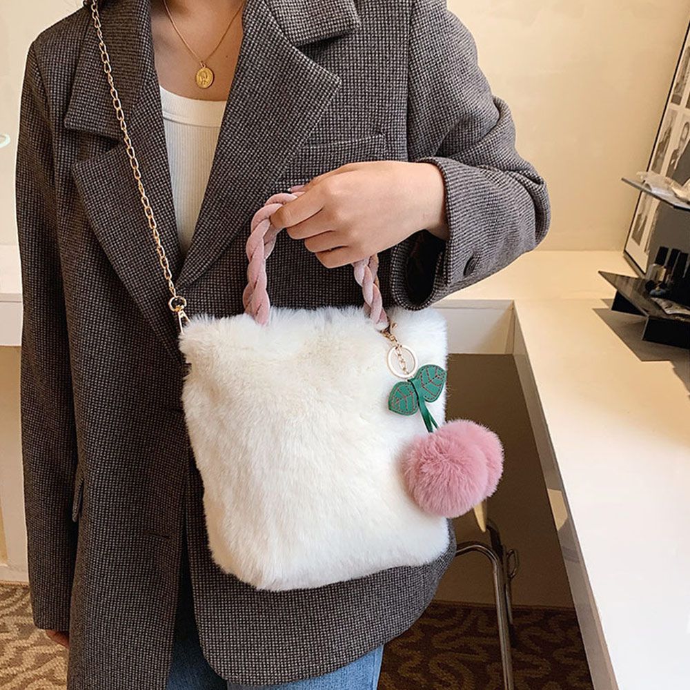 Cream and Cherry Fluffy Handbag