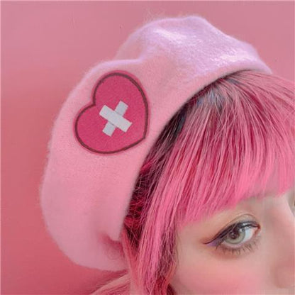 Love Cross Embroidery Beret