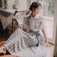 Butterfly Accent Antique Plaid Dress Set - Cherry Bomb