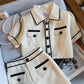 Chic Style Short Sleeve Blazer Set - Cherry Bomb
