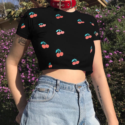 Black Cherry Crop Top - Cherry Bomb