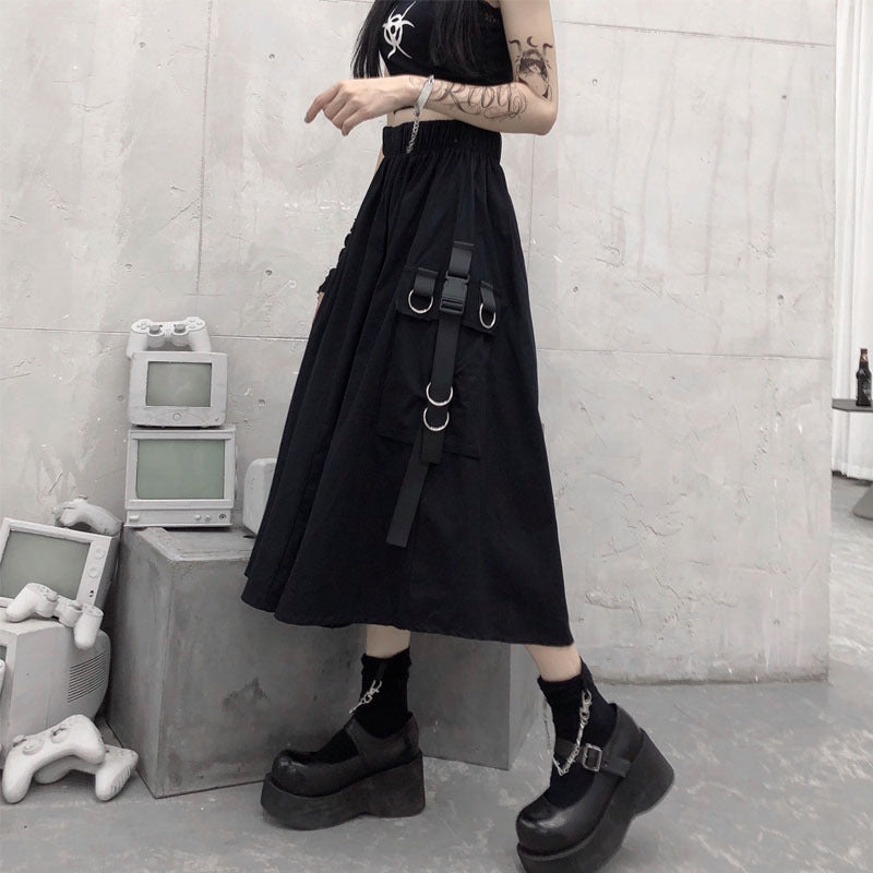 Edgy Skirt with Thin Pockets - Cherry Bomb