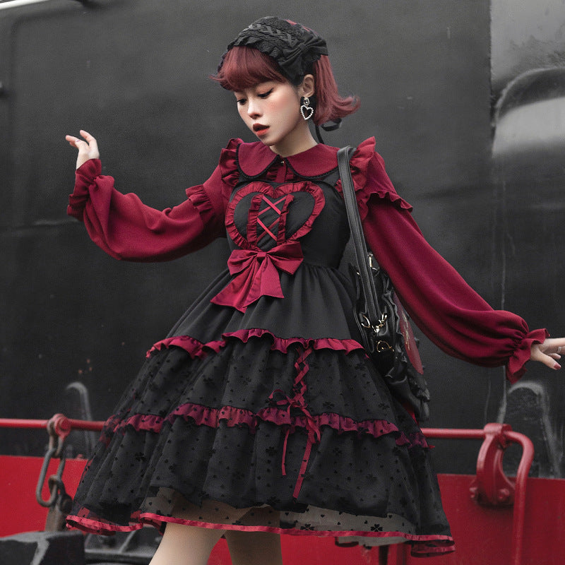 Wine Red Night Lolita Dress Set