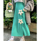 Three Dimensional Flower Midi Skirt - Cherry Bomb