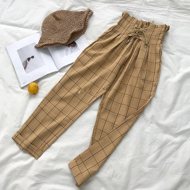 Academia Plaid Casual Pants - Cherry Bomb