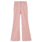 Checkered Crop Jacket & Flare Leg Pants Set - Cherry Bomb