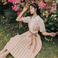 Butterfly Accent Antique Plaid Dress Set - Cherry Bomb