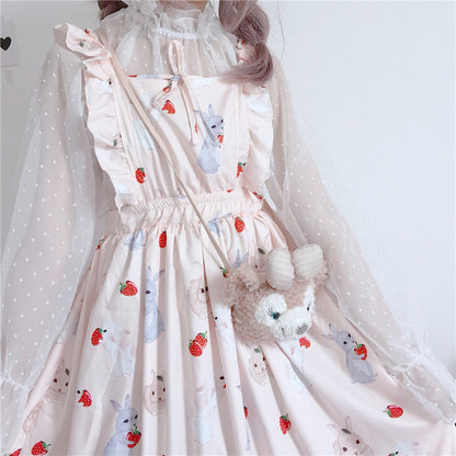 Strawberry Bunny Ruffled Dress Set - Cherry Bomb
