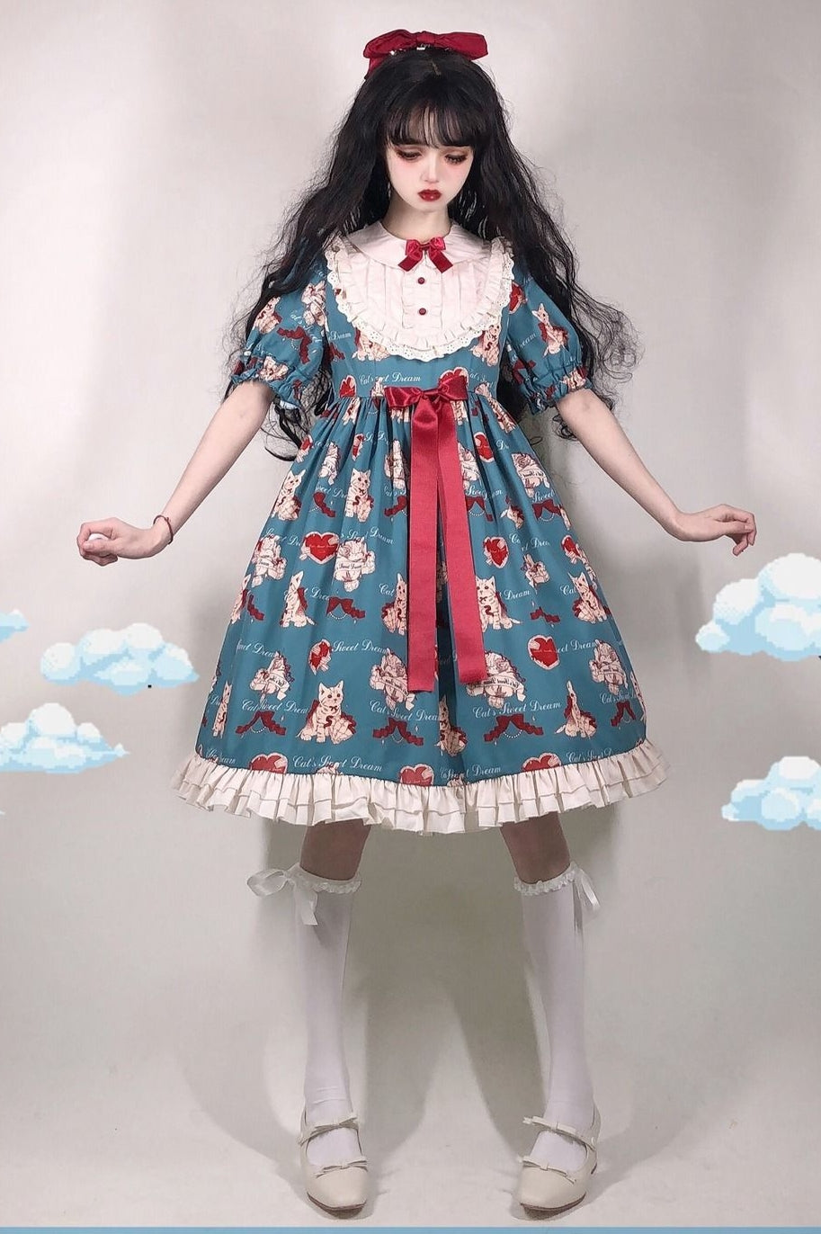 Sweet Dreams | Cat Lolita Dress - Cherry Bomb