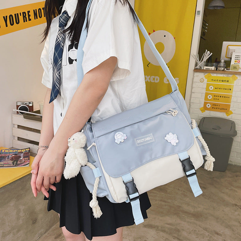Sweet Kawaii Canvas Crossbody Messenger Bag - Cherry Bomb