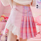 Cotton Candy Plaid Pleated Skirt
