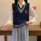 College Style Bear Knitted Sweater Vest