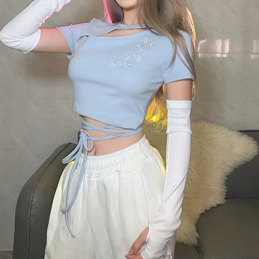 Angel Embroidered Top with Gloves Set