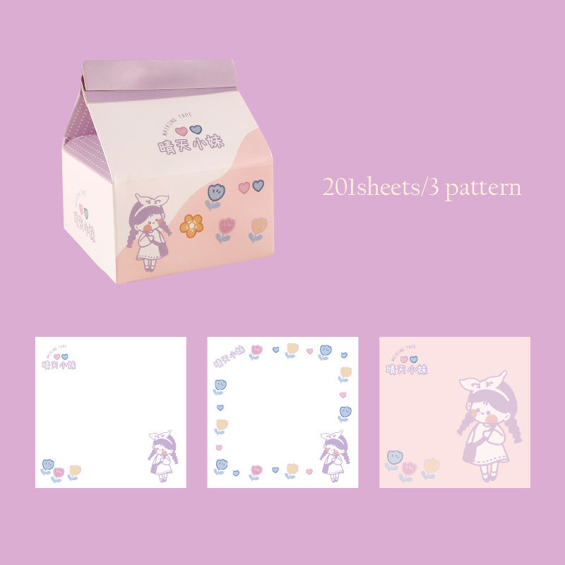 Sweet Pastel Milk Box Sticky Notes - Cherry Bomb